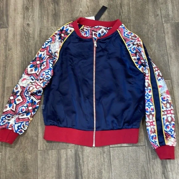 Dolce Cabo Red and Blue Reversible Bomber Track style Jacket - Picture 6 of 7